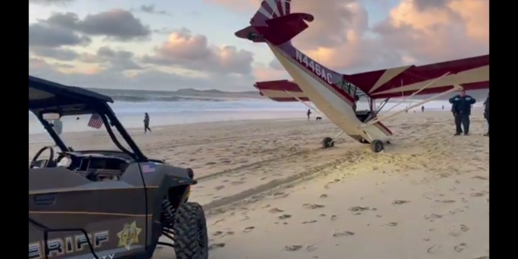 Çaldığı küçük uçak sahile zorunlu iniş yaptı